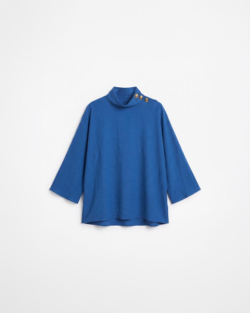 HIGH NECK BUTTON BLOUSE