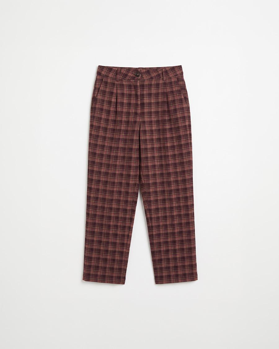 PANTALÓN BARREL FLUIDO CUADROS