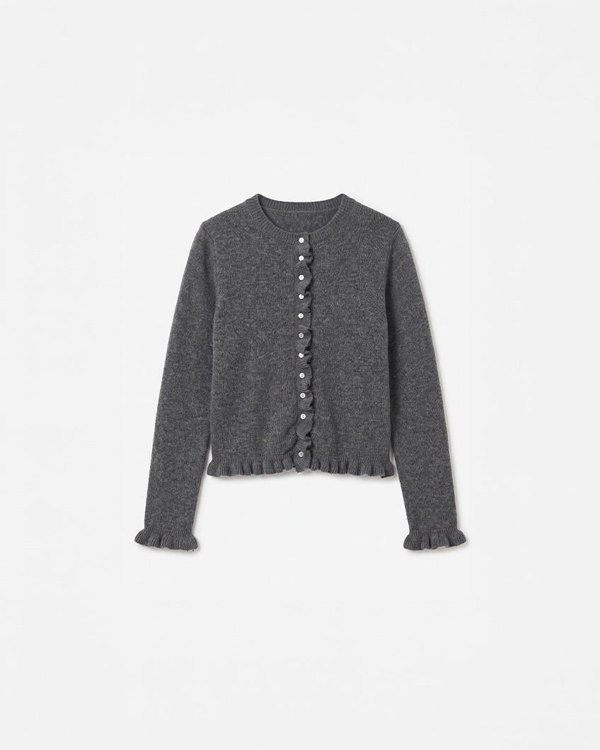 RUFFLED KNIT CARDIGAN