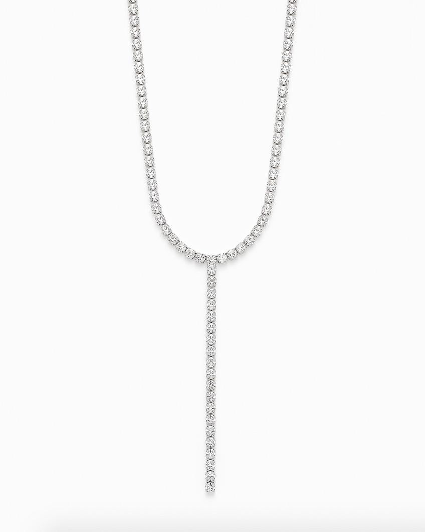 SILVER-TONE Y-NECKLACE WITH RHINESTONES